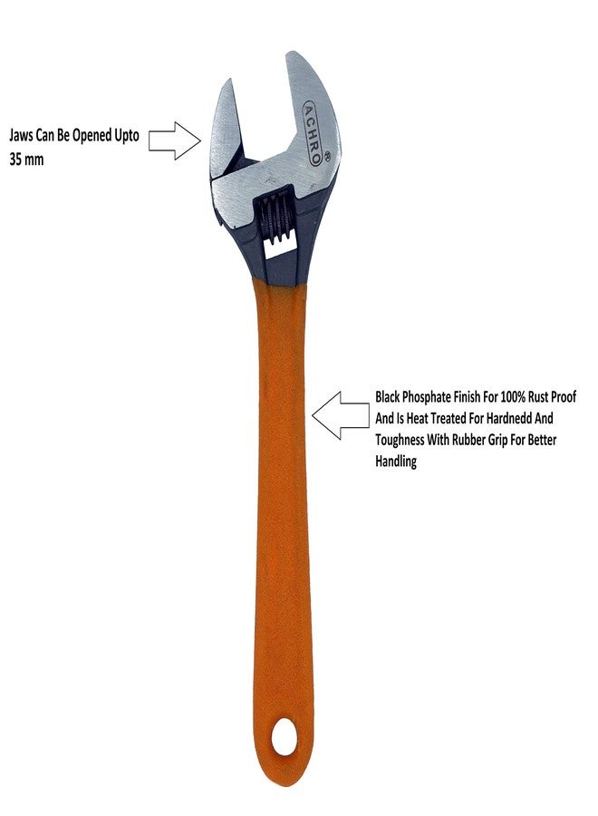 ACHRO Open End Combo Kit of 14 Inch Pipe Wrench and 12 Inch Adjustable Wrench (Large) - Image 3